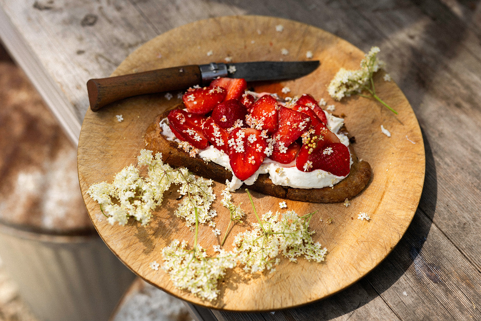 Ricotta, Elderflower and Strawberry Eggy Bread