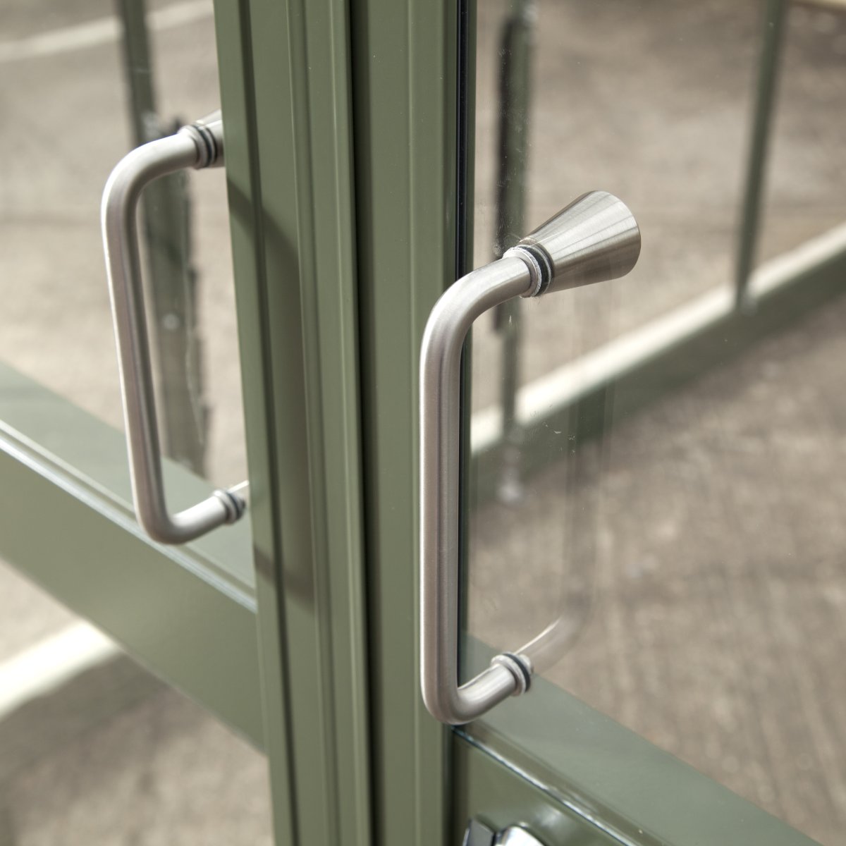 floating door handles that are standard on a rhino ultimate greenhouse